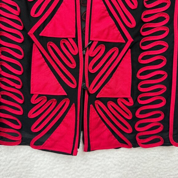 VTG Joseph Ribkoff Statement Jacket Black Red Geometric Abstract Bold 80s 90s XL - Picture 4 of 14